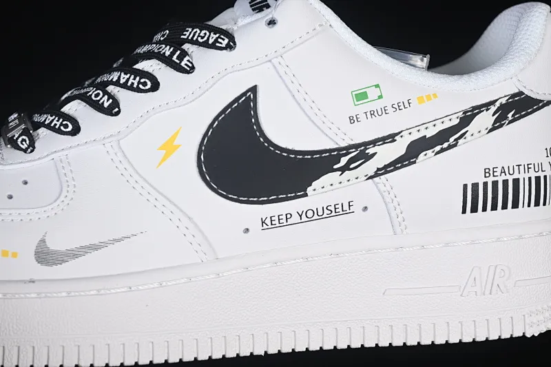 All categories Nk Air Force 1 Air Force series Nk Air Force 1 Low Air Force low-top Nike Air Force 1 '07 Low White and black barcode Air Force 1 low-top casual sneakers JP8028-072